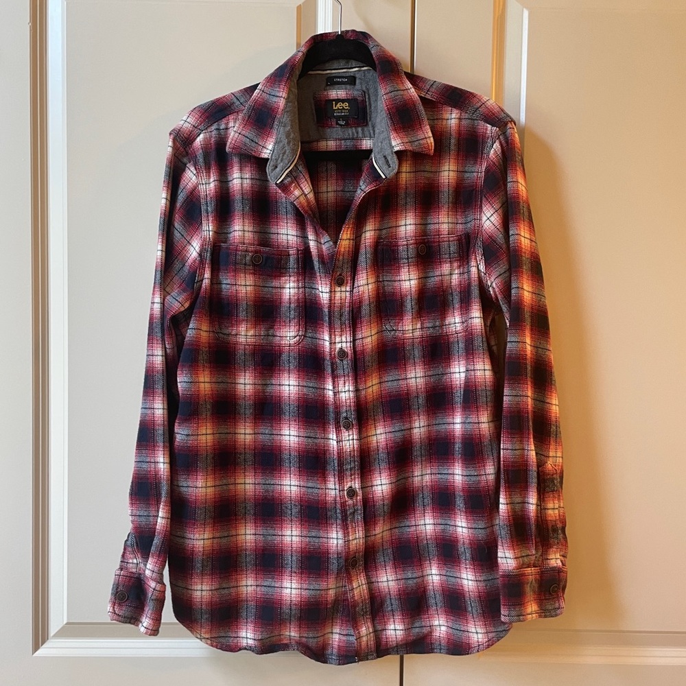 LEE Regular Fit Stretch flannel Plaid Button Down Men's Shirt
